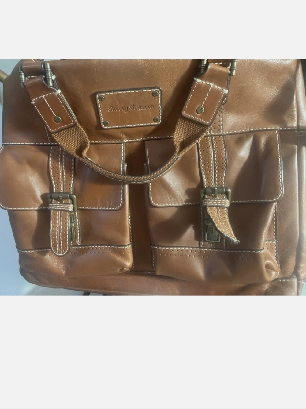 Retired Tommy Bahama “Back 9” Leather Briefcase Messenger Travel Bag